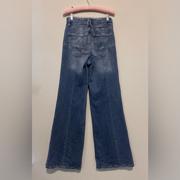Good American Women's Good Waist Distressed Palazzo Jeans Size 28 Wide Leg - Picture 5 of 8